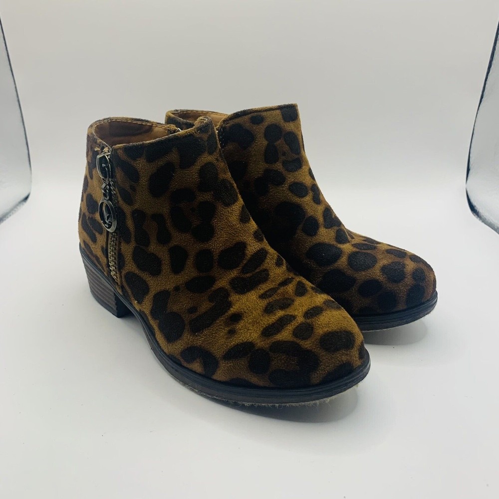Pierre Dumas Kids Animal Print Leopard Zipp Faux Suede Ankle Shoe Boots Size 11